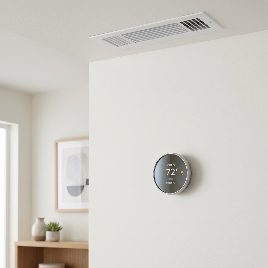Precision digital thermostat displaying balanced indoor temperature profile